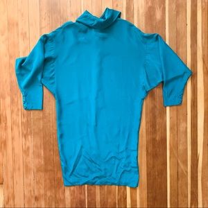 Fabulous vintage teal 80s silk batwing dress 4
